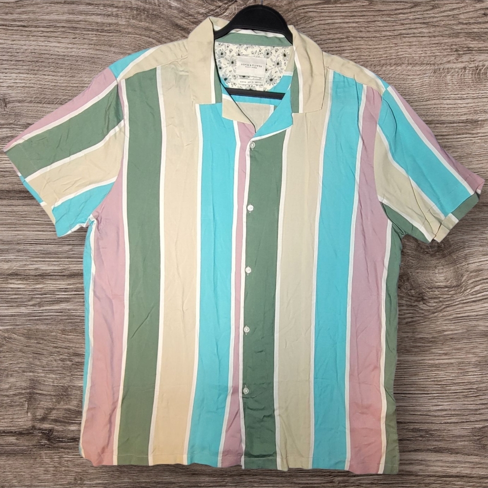 Denim & Flower Pastel Striped Men's Shirt